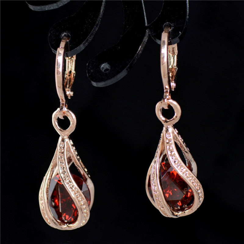 European And American New Jewelry Net Red Popular Fashion Zircon Crystal Earrings Pendant Jewelry Women&#039;s High-end Two-piece Set