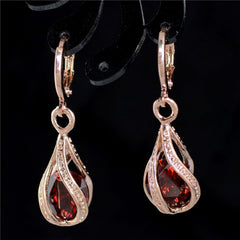 European And American New Jewelry Net Red Popular Fashion Zircon Crystal Earrings Pendant Jewelry Women&#039;s High-end Two-piece Set