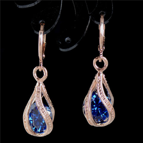 European And American New Jewelry Net Red Popular Fashion Zircon Crystal Earrings Pendant Jewelry Women's High-end Two-piece Set