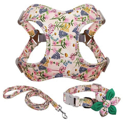 Adjustable Floral Printed Pet Harness Vest Dress