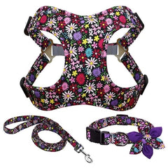 Adjustable Floral Printed Pet Harness Vest Dress