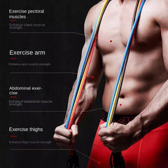 Multi-functional Tension Device Home Sports Fitness Equipment Tension Belt Chest Muscle Training Elastic Belt 11 Piece Tension Rope