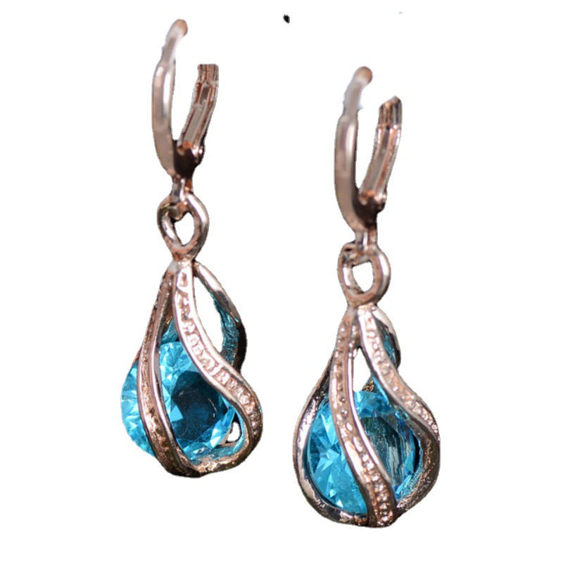 European And American New Jewelry Net Red Popular Fashion Zircon Crystal Earrings Pendant Jewelry Women&#039;s High-end Two-piece Set