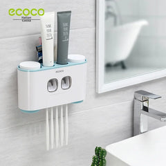 Happy Home Four-mouth Wash Suit Automatic Toothpaste Squeezer Creative Toothbrush Holder Wall Hanging Punch-free